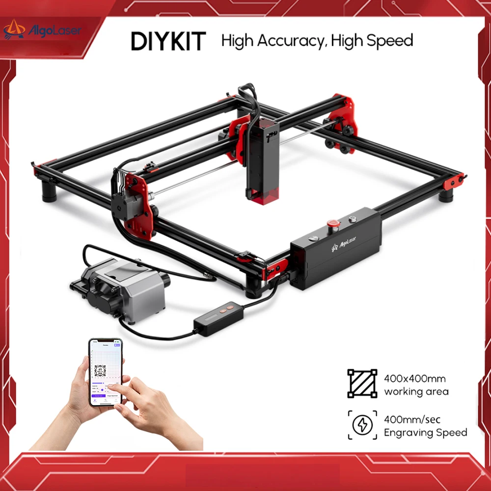 WIFI Control AlgoLaser Laser Engraving Machine 10W High Power Cutting Machine Built-in Air Assist with Two Pumps for Wood Metal