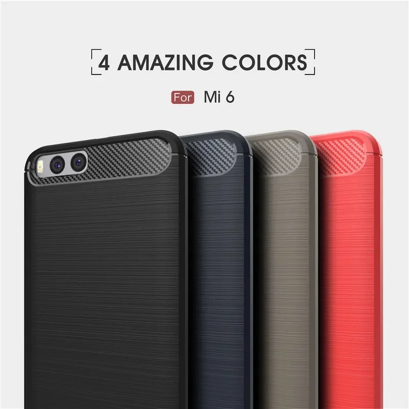 Slim Armor For Xiaomi MI6 Phone Case Silicone Soft Carbon Fiber Phone full Cases Cover for Xiaomi MI 6 Case Capa Coque Shell