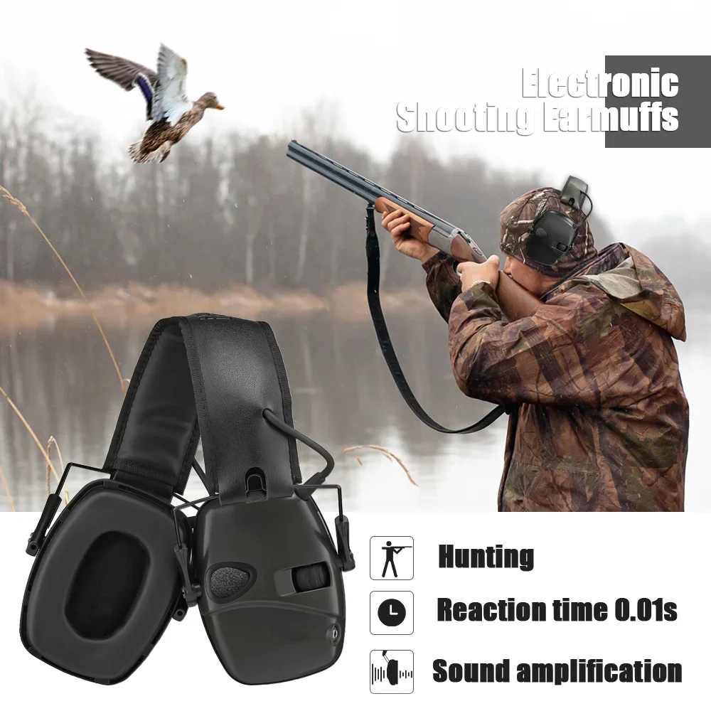 ZOHAN Electronic Shooting Earmuffs Active Headphones Anti-noise Foldable Hearing Protection Tactical Hunting Sound Amplification