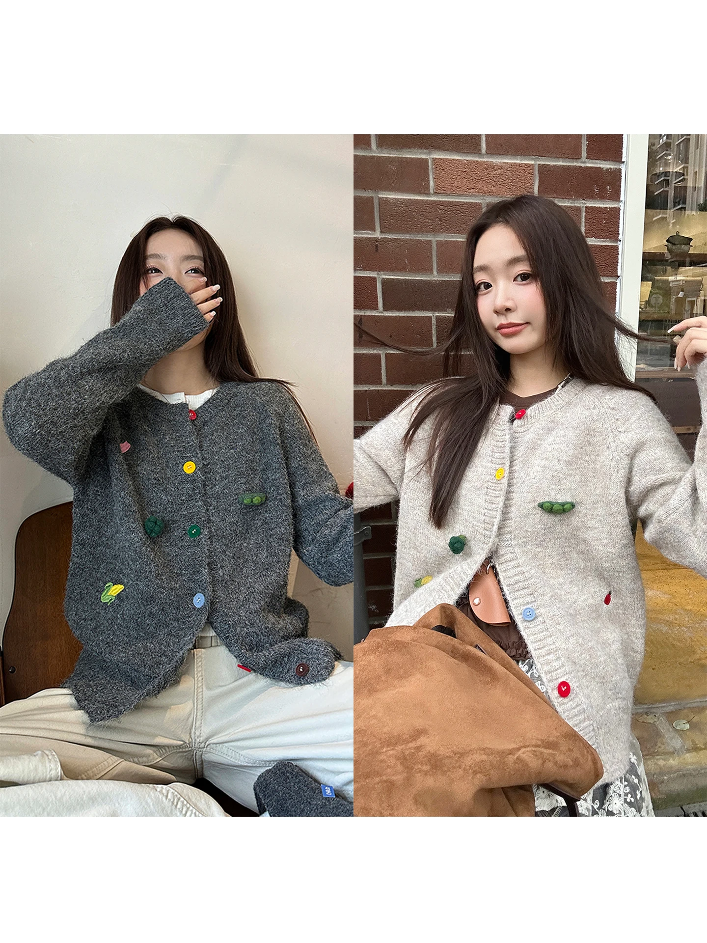 

Свободный вязаный свитер, пальто, круглый, повседневный, с вышивкой, женский, осенне-зимний, модный, из мягкого полиэстера, нейлона, шерсти