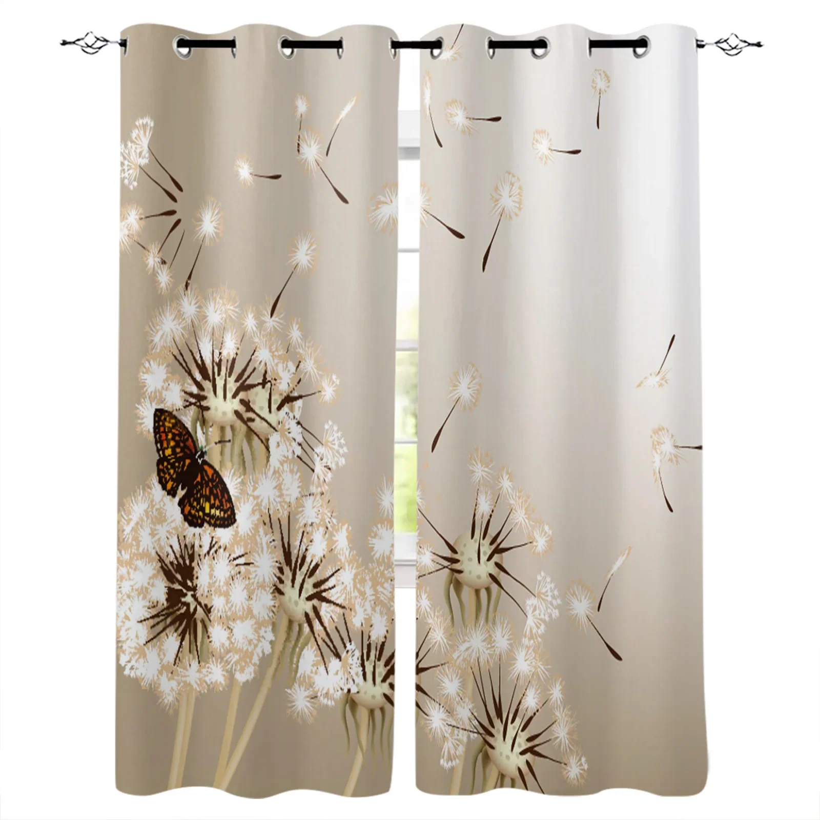 Dandelion Butterfly Flower Blackout Curtains Window Curtains For Bedroom Living Room Decor Window Treatments