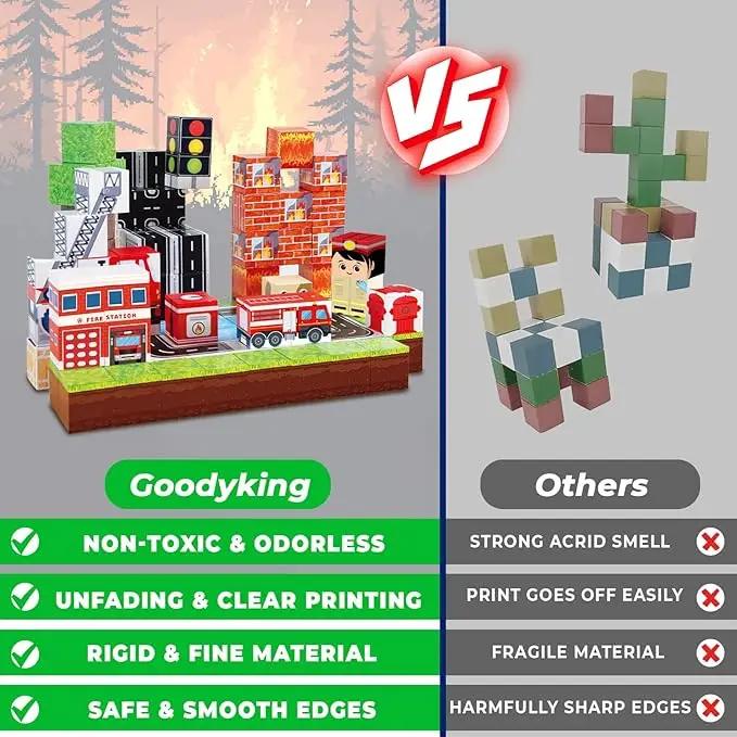 ชุดตัวต่อแม่เหล็ก 100 ชิ้น ชุดสร้างเหมือง ป่า ฟาร์ม ของเล่นเด็กเล็ก ตัวต่อแม่เหล็ก ของเล่นเสริมพัฒนาการ STEM ของเล่นกลางแจ้งสำหรับเด็กอายุ 3 ปีขึ้นไป