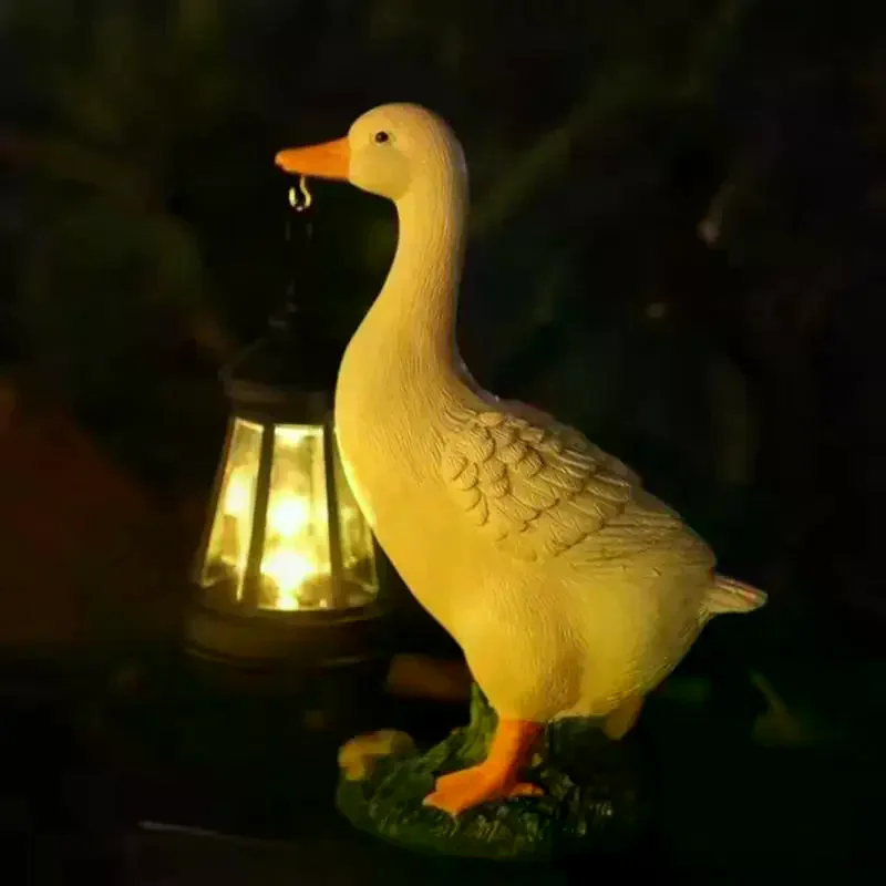 

Resin Solar Duck Sculpture Super Bright Warm Light Solar Lamp Garden Stake Light Energy Saving Led Animal Figurine
