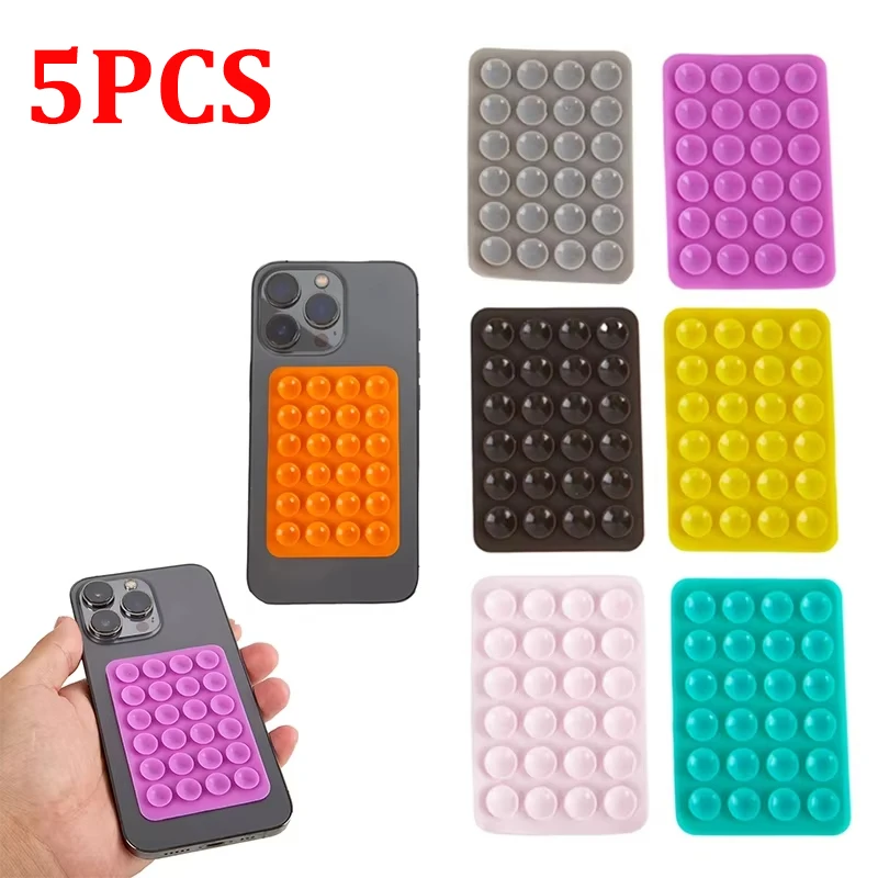 

5PCS Double Side Silicone Pad For Mobile Phone Fixture Suction Cup Backed Adhesive Silicone Rubber Sucker Pad For Fixed Pad