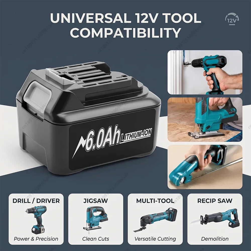 for Makita Electric Drill Battery 12V 6Ah Li-ion Replacement Pack BL1016 BL1021B BL1041B Cordless Power Tools Baterias