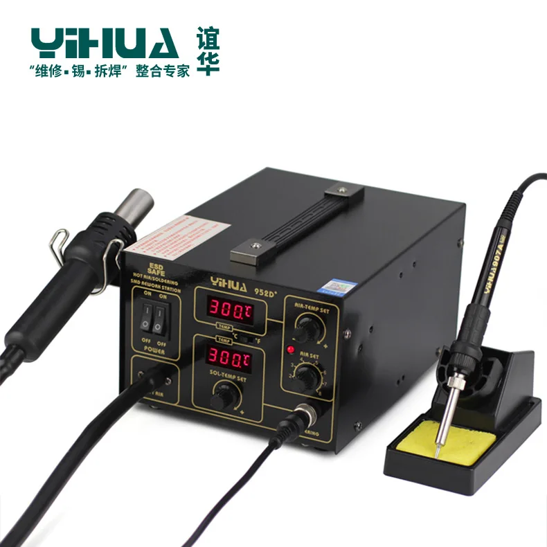 

YIHUA 952D+ Soldering Station Hot Air With 4 Nozzles Pump Type Soldering Station For Phone Repair