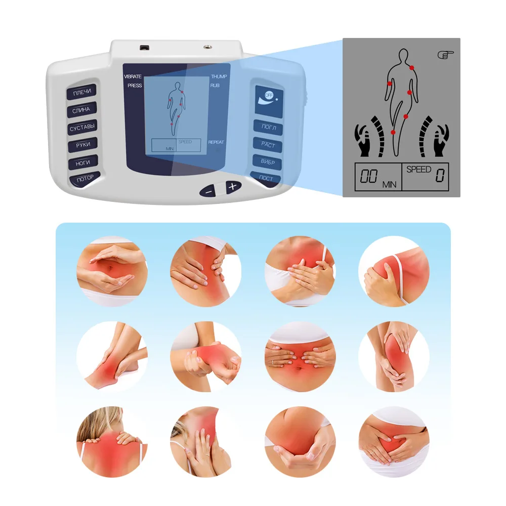 Professional Physiotherapy Tens Full Body Massager EMS Muscle Electrostimulator Microcurrents Low Frequency Relaxing Pain Relief