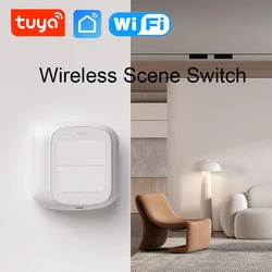 Tuya WiFi Wireless Smart Scene Switch Button Push Battery Powered Controller Light Switch for Smart Home Automation Scene Device
