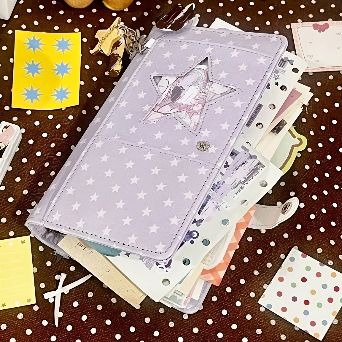 quaderno-coreano-lavender-star-con-copertina-a-pois-a6-raccoglitore-fai-da-te-kpop-diario-portatile-kawaii-copertina-per-agenda-regali