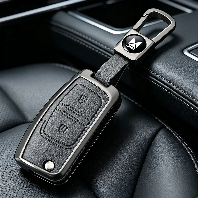 Car Key Cover Case For JMC VIgUs 5 Vigus 3 BOARDING Pickup Zinc Alloy Leather Protector Auto Protection Shell  Accessories