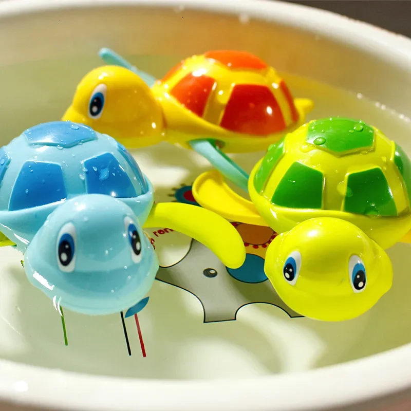 Cartoon Cute Tortoise Baby Water Bath Toys Classic Kids Infant Bathroom Mini Colorful Soft Floating Animals Figure Clockwork Toy