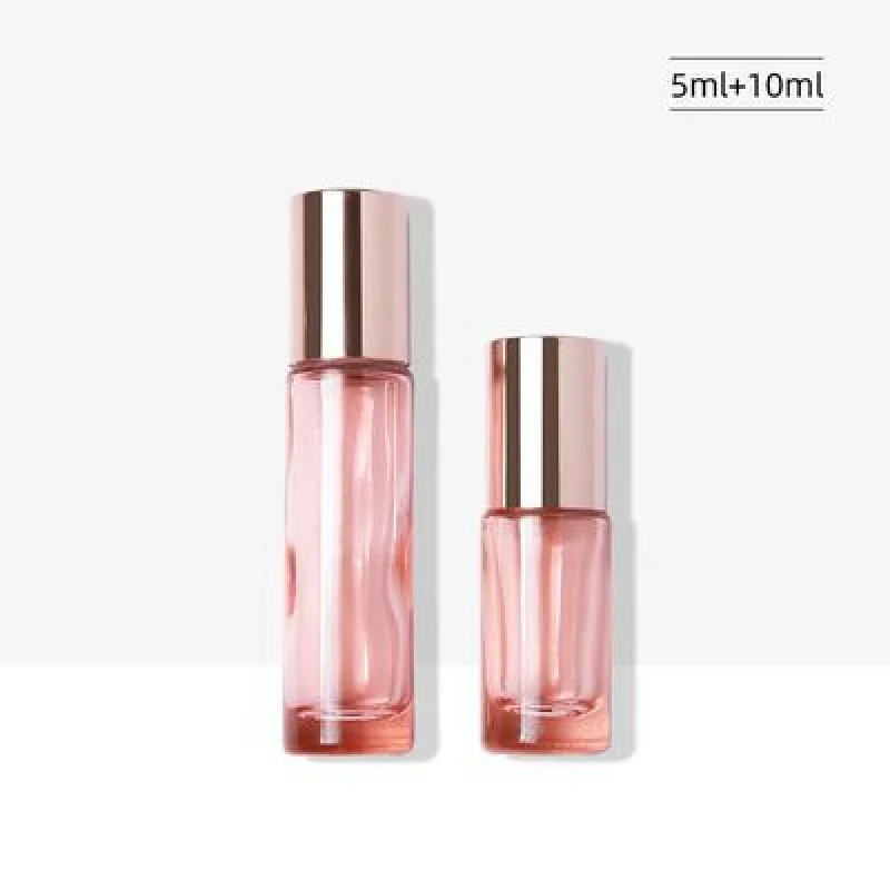 Empty Roller Perfume bottle 5ml 10ml Glass essential oil bottle PP Wood Grain lid Portable cosmetic container