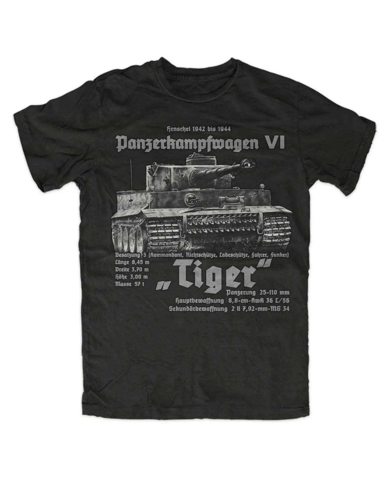 German Armored Troops Tiger Tank Printed T-Shirt Royal Armoury Summer Cotton O-Neck Short Sleeve Men's T Shirt New Size S-3XL