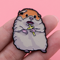 Cute Cross Hamster Enamel Pin Cartoon Animal Brooch For Coat Pines Women's Brooches Badges On Backpack Jewelry Friends Gift