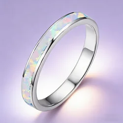 Fantastic White Opal Finger Rings for Women & Man Wedding Anniversary Jewelry Fancy Classic Minimalist Ring Gift for Girlfried