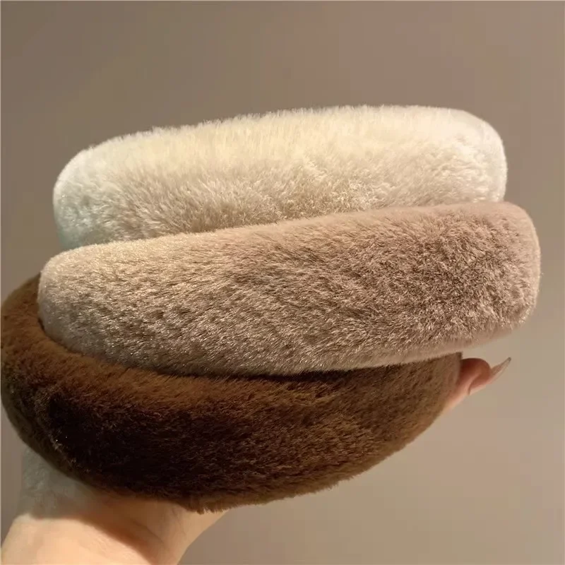 Retro Winter Imitation Mink Fur Faux Fur Hairbands Women Girls Plush Widen Thicken Soft Hair Hoop Hair Accessories Headband