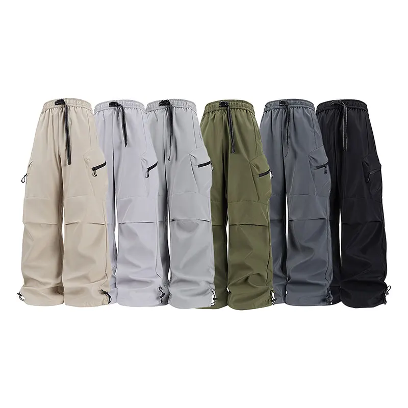 ربيع الخريف عارضة بانت أزياء فضفاضة مريحة للتنفس جيوب متعددة البضائع السراويل الطويلة اللياقة البدنية الجري عارضة بنطلون #6