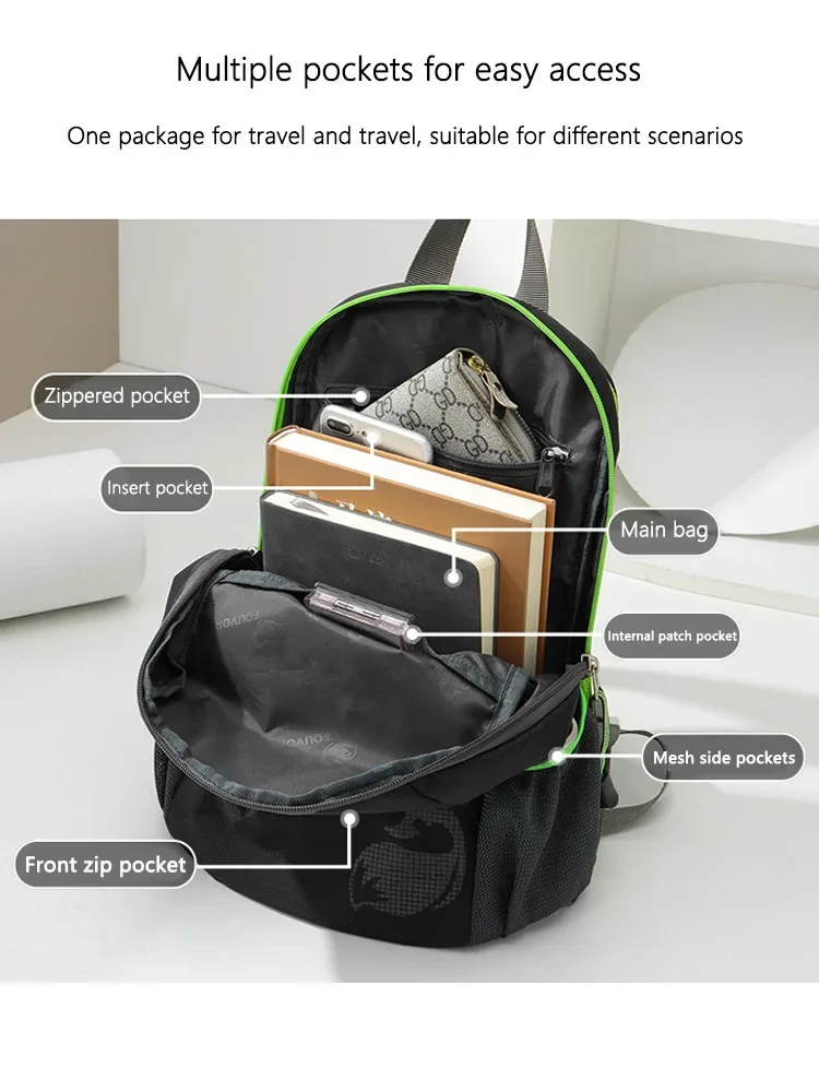 Fouvor 2024 New Casual Backpack for Women Shoulders Bag Oxford Sports Small-size Backpack Canvas Female light Travel Bag 2717-15