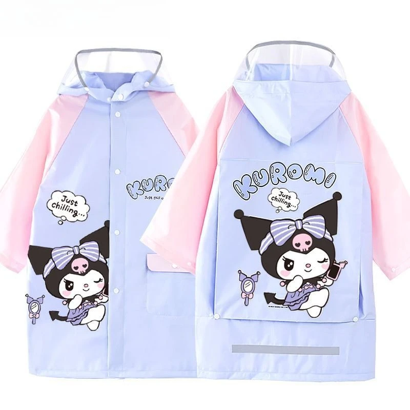 Sanrio Cinnamoroll Cartoon Rain Poncho Backpack Cover My Melody Heavy Rain Resistant Hangyodon HelloKitty Kuromi Kawaii Toys view 4