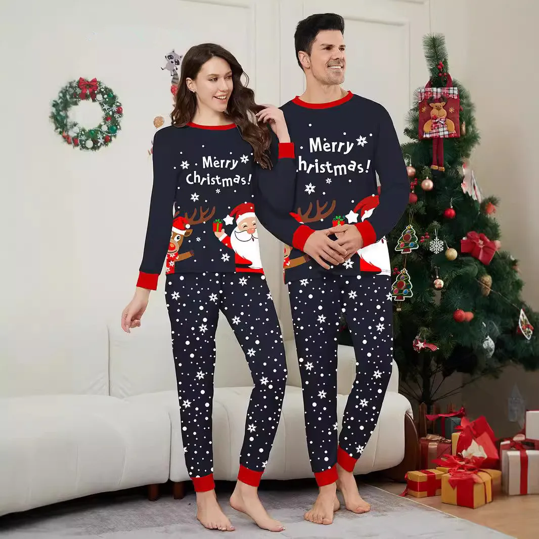 Merry Christmas Print Pajamas Set Mom Dad Kids Matching Outfits Clothing Sets Baby&Dog Romper Pjs Soft Xmas Family Look Pyjamas