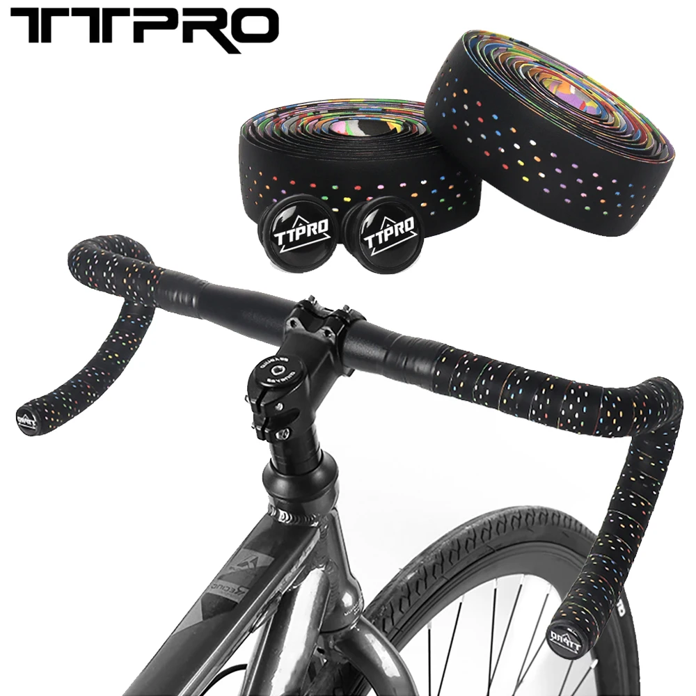 TTPRO Road Bicycle Handlebar Tape Non-Slip Anti-Vibration Handle Belt Straps Racing Bike Handle Bar Tape with End Plugs