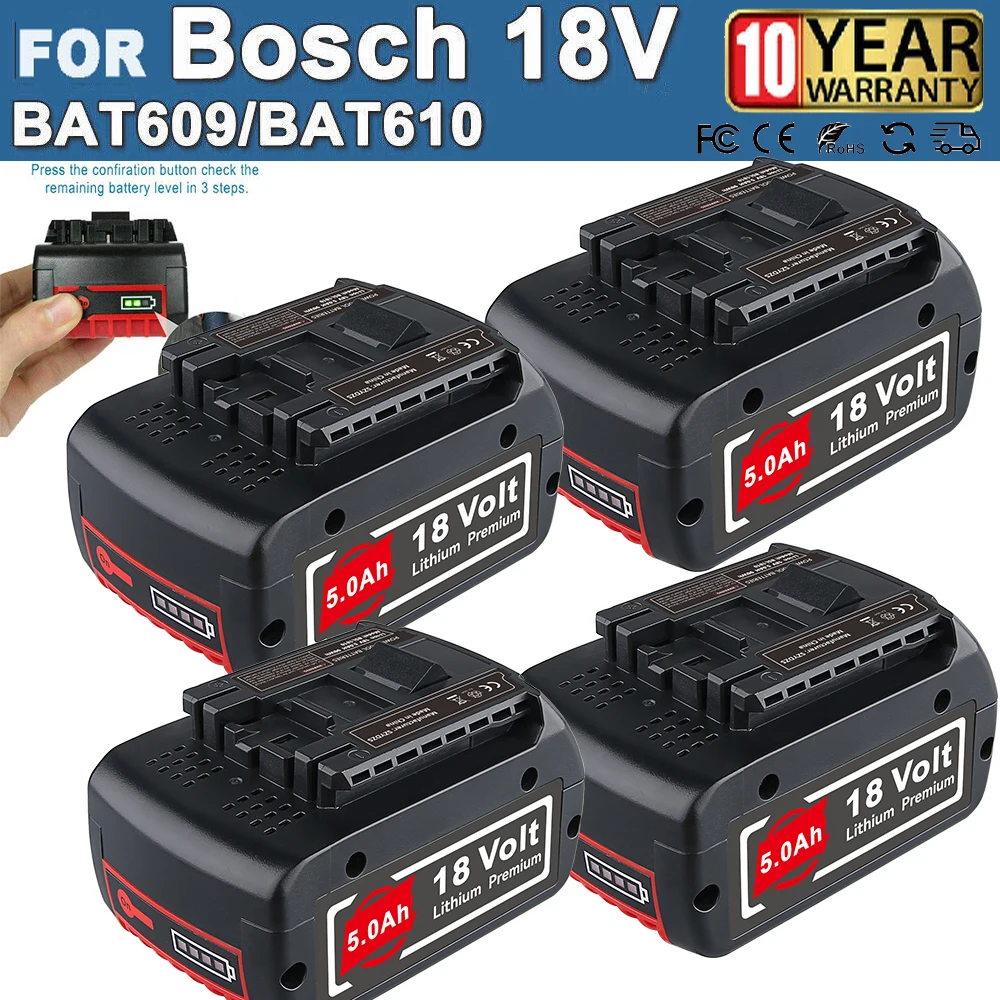 

Литий-ионный аккумулятор DASNITE 18 В 5,0 Ач для дрели Bosch BAT618 BAT609 BAT618G BAT610G, черный аккумуляторный штифт