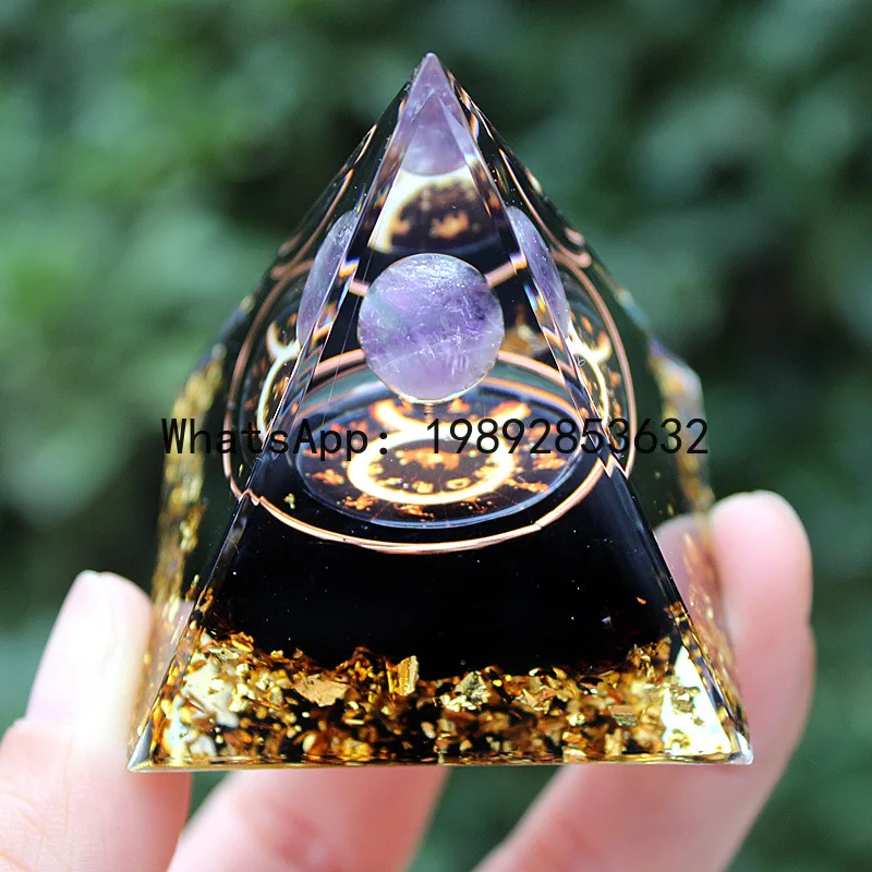 BJ6 twelve constellations crystal gravel pyramid home resin Epoxy handicrafts desktop