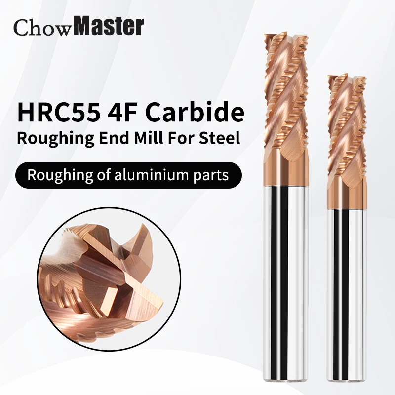 HRC55 Four Blade Rough Carbide Milling Cutter Hard Coated Tungsten Steel Endmill 4mm 5mm 6mm 8mm 10mm 12mm 14mm 16mm 18mm 20mm