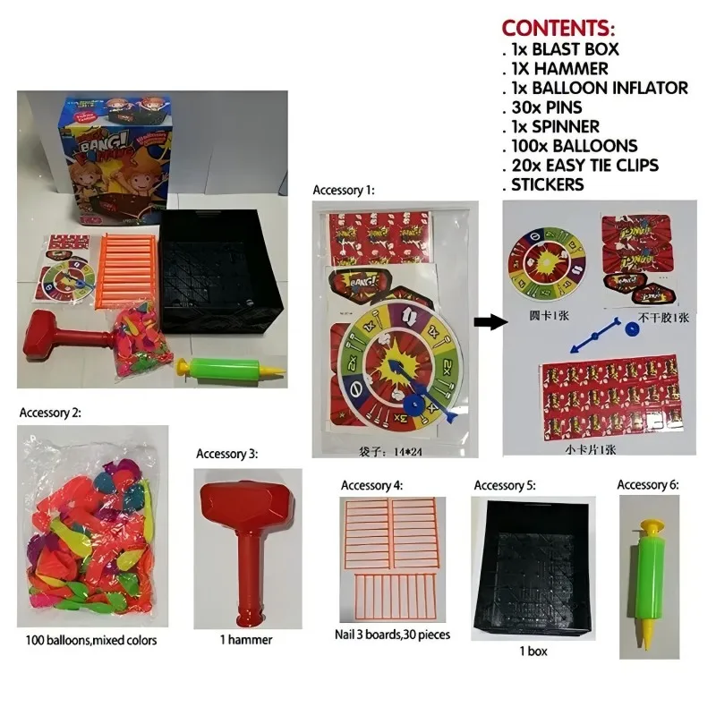 Fun Desktop Games Indoor Birthday Party Game Blast Box Bang Popping Balloon Explosion Versatile Toys board for children adults