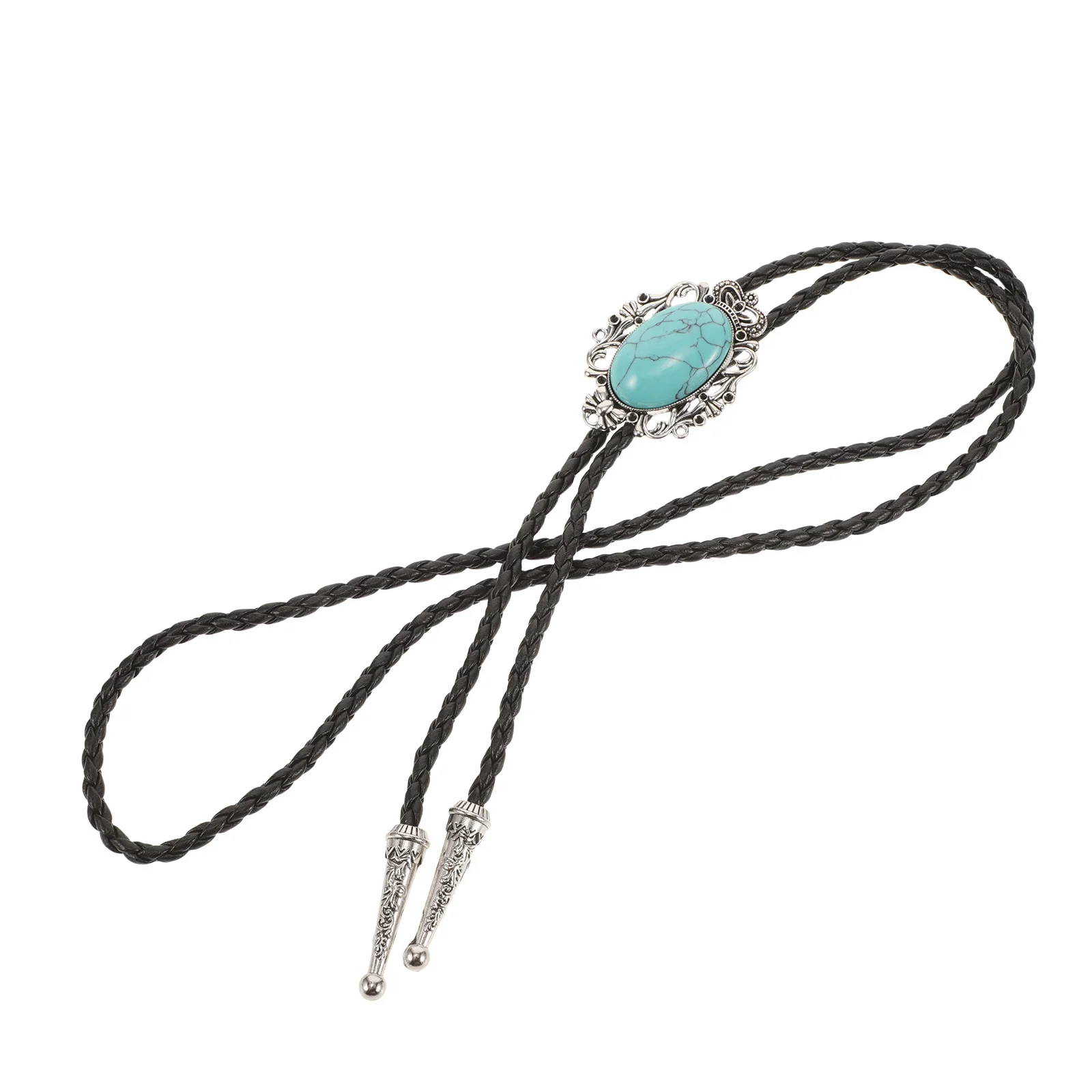 الغربية بولو التعادل الاصطناعي الفيروز العقيق قلادة قابل للتعديل بولي Cord الحبل خمر رعاة البقر ربطة العنق للرجال النساء الملحقات #4