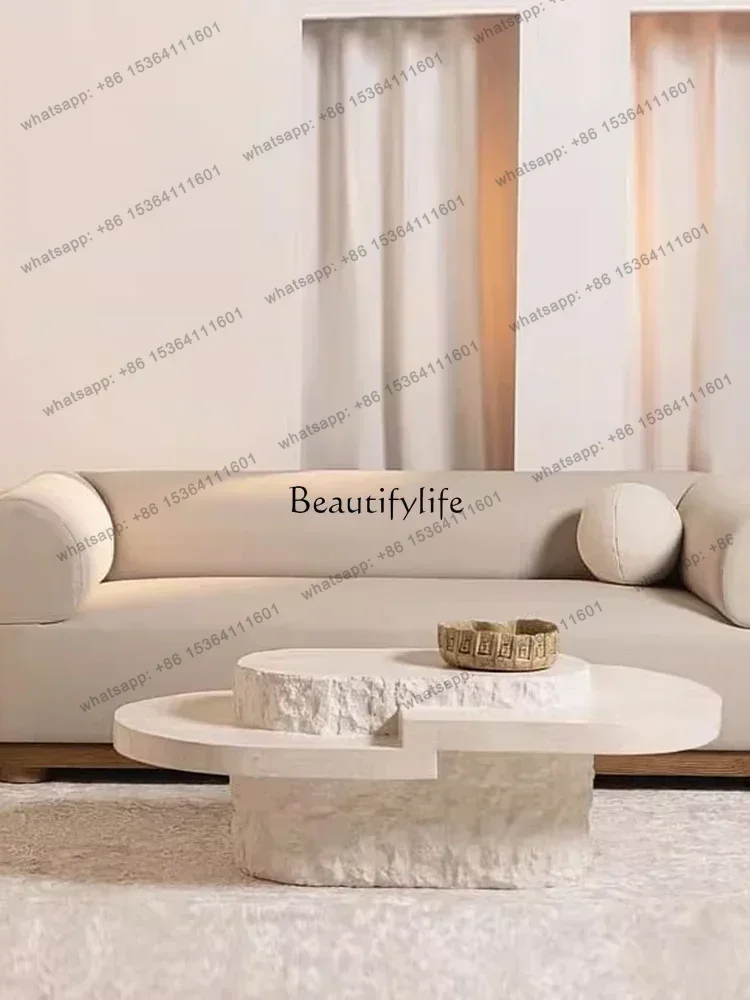 Factory Direct  Wabi Sand Wind Oval Coffee Table Living Room Sofa Broken Travertine Coffee Table
