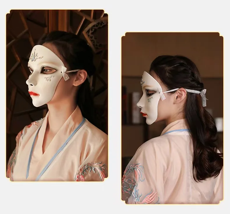 2025 สไตล์จีน Phoenix Queen Hanfu ชุดหน้ากากผู้หญิงโบราณ Oriental ตัวอักษร Performance Props ของขวัญฮาโลวีน