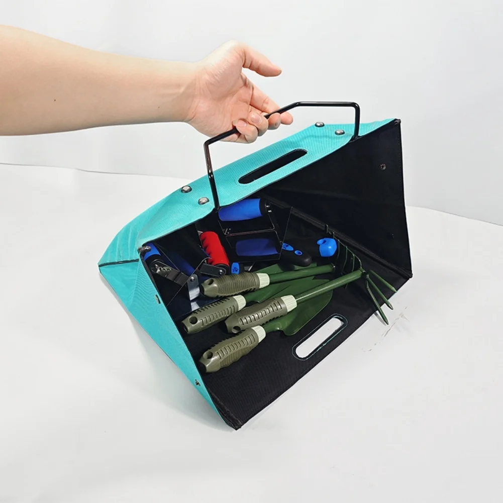 Waterproof 600D Oxford Telescoping Ladder Tool Bag 40x40x30cm Blue with Elastic Bands and Metal Hooks for Secure Tool