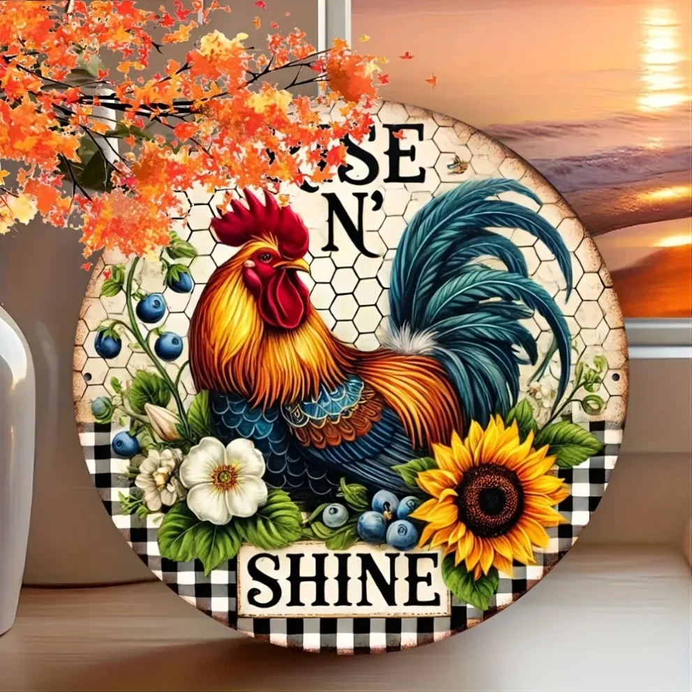 علامة معدنية على شكل عباد الشمس لتزيين الحائط فن حديدي لديكور المنزل من حظيرة الدجاج