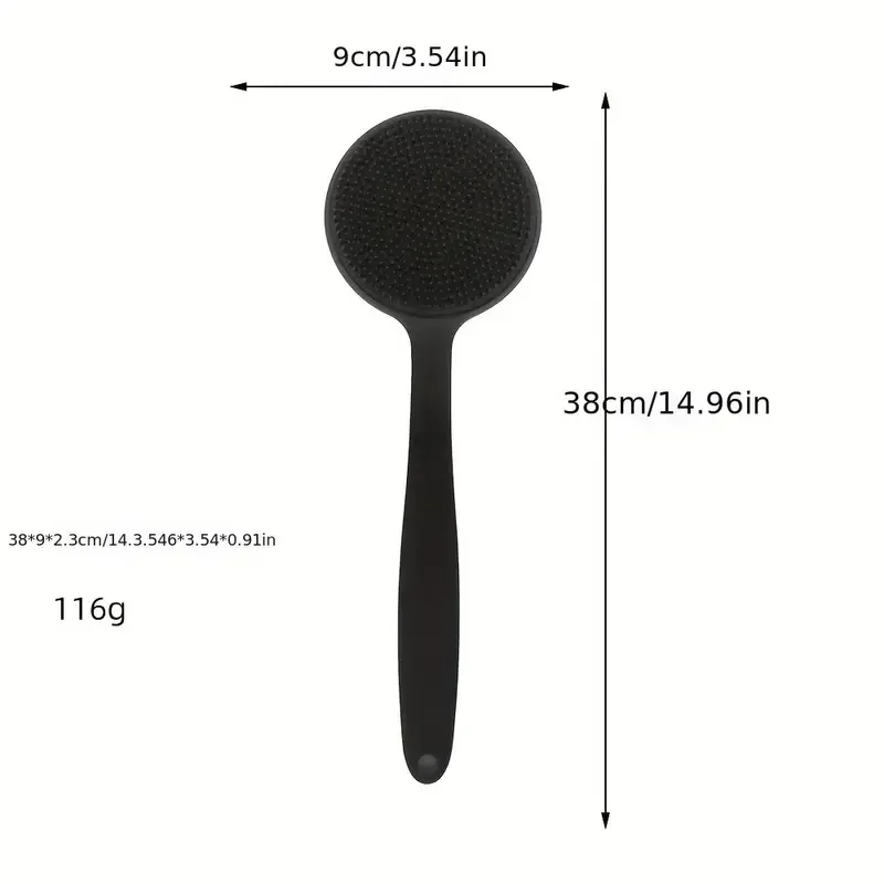 Double-Sided Silicone Back Scrubber with Bristles - Long Handle for Exfoliating and Cleaning Body in Shower or Bath - Bathroom