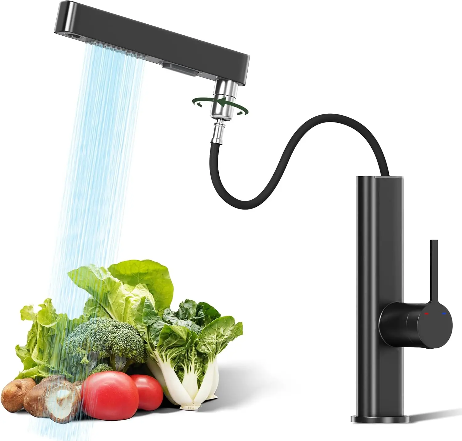 

Kitchen Faucet with Pull Down Sprayer, 2-Mode Sprayer, 360° Swivel, 17" Retractable Hose, Quick Install, Stainless Steel