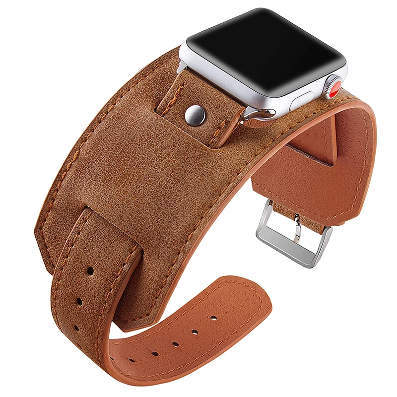 Genuine Leather for Apple Watch band 44mm 40mm 45mm 41mm 49mm 42mm 38mm bracelet iWatch series 7 6 5 4 3 se Ultra 8 brown strap