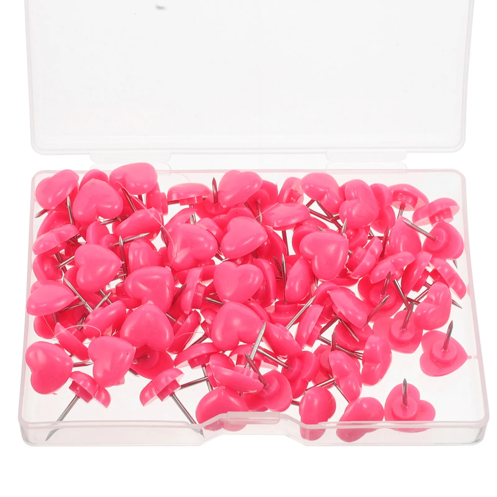 

100Pcs Pink Heart-Shaped Thumbtacks for Photo Wall Decor Romantic Love Heart Push Pins Bulletin Board Cork Board Dorm Office