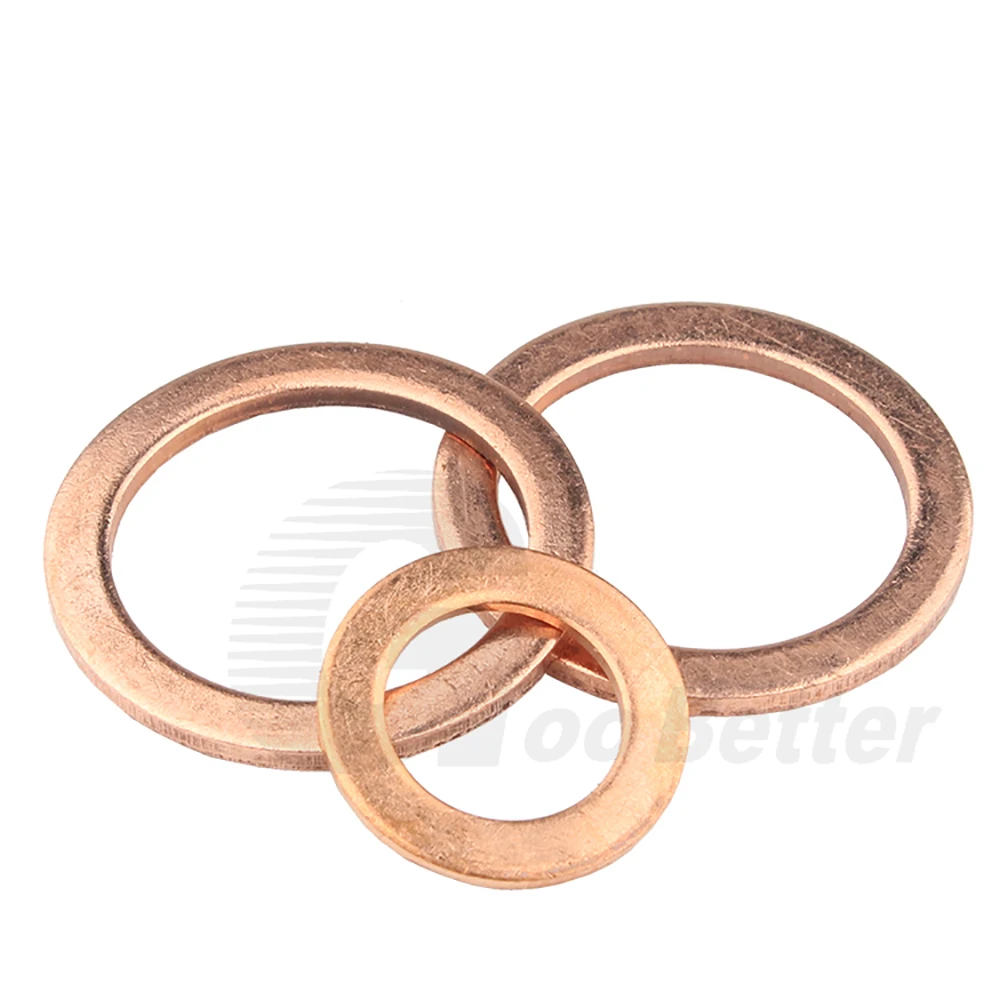 5-50Pcs Copper O-Ring Washer M10 M12 M14 M16 M18 M20 M22-M27 Oil Seal Shim Flat Gasket O-Rings Seal Plain Spacer Washer Fastener