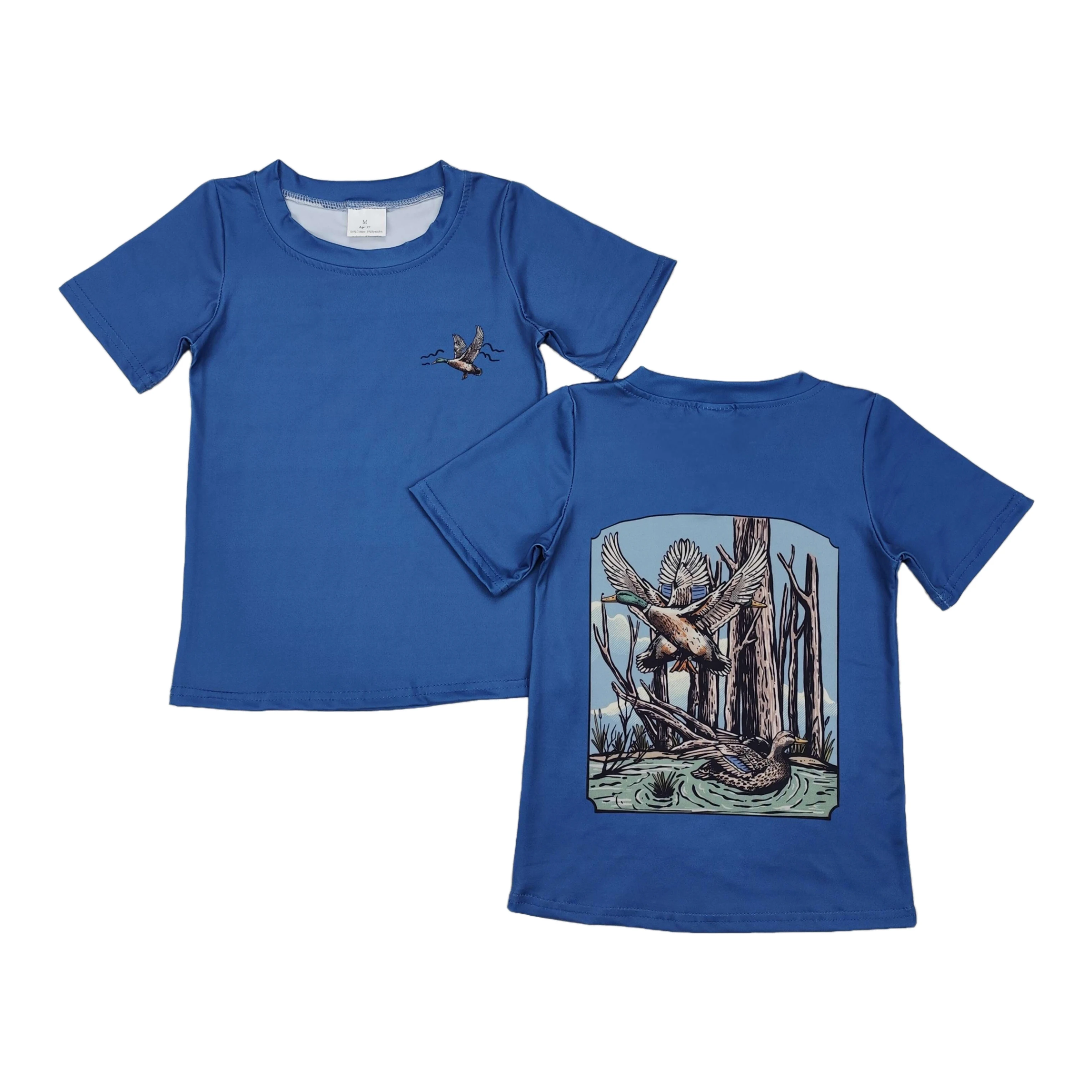 

Wholesale Children Kids Short Sleeves Ducks Shirt Infant Toddler Summer Blue Clothing Baby Boy Cotton T-shirt Tee