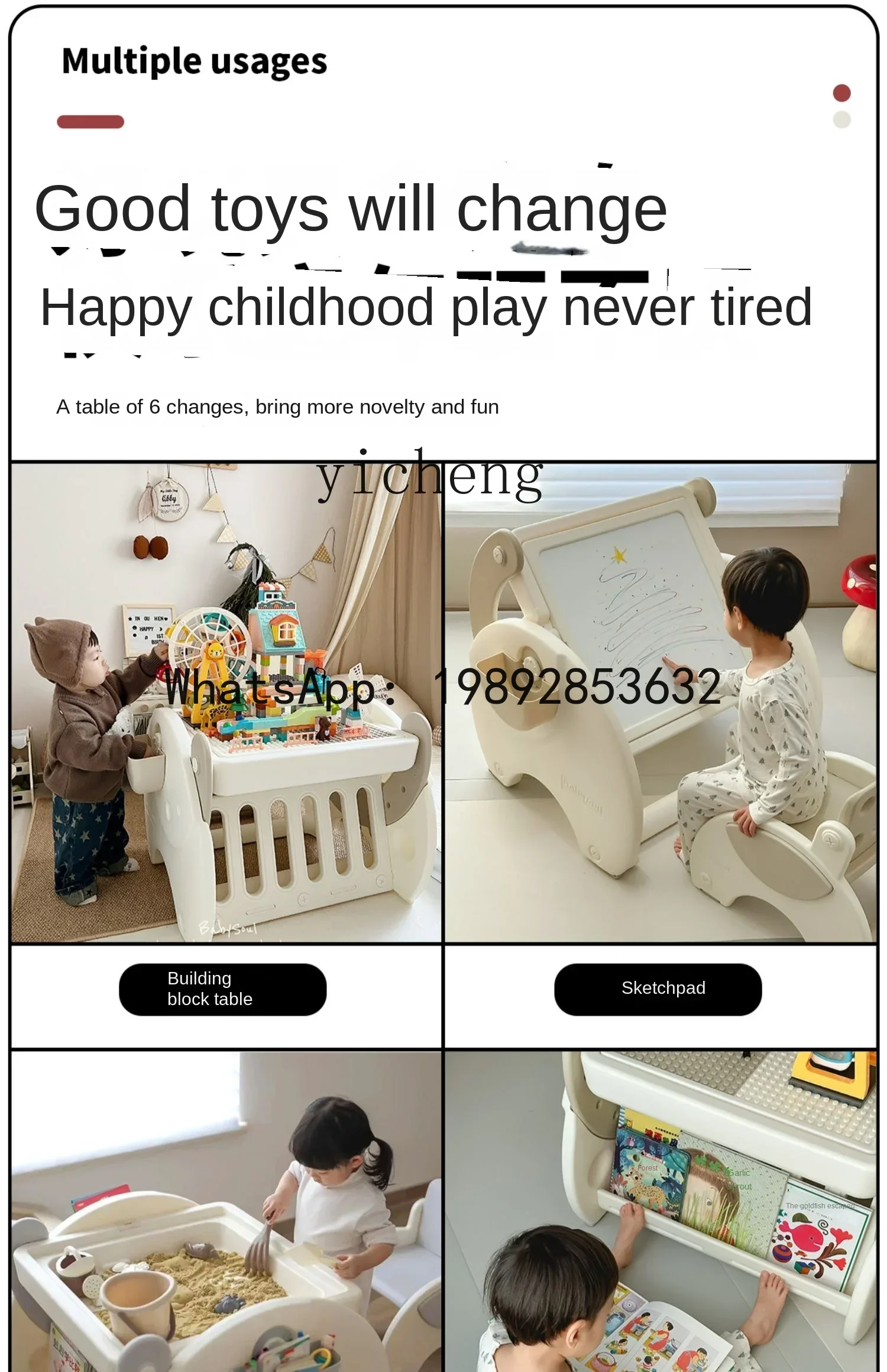 Ah mesa de construção para bebês, brinquedo multifuncional para crianças, partícula, meninos e meninas, brinquedo educacional, presente