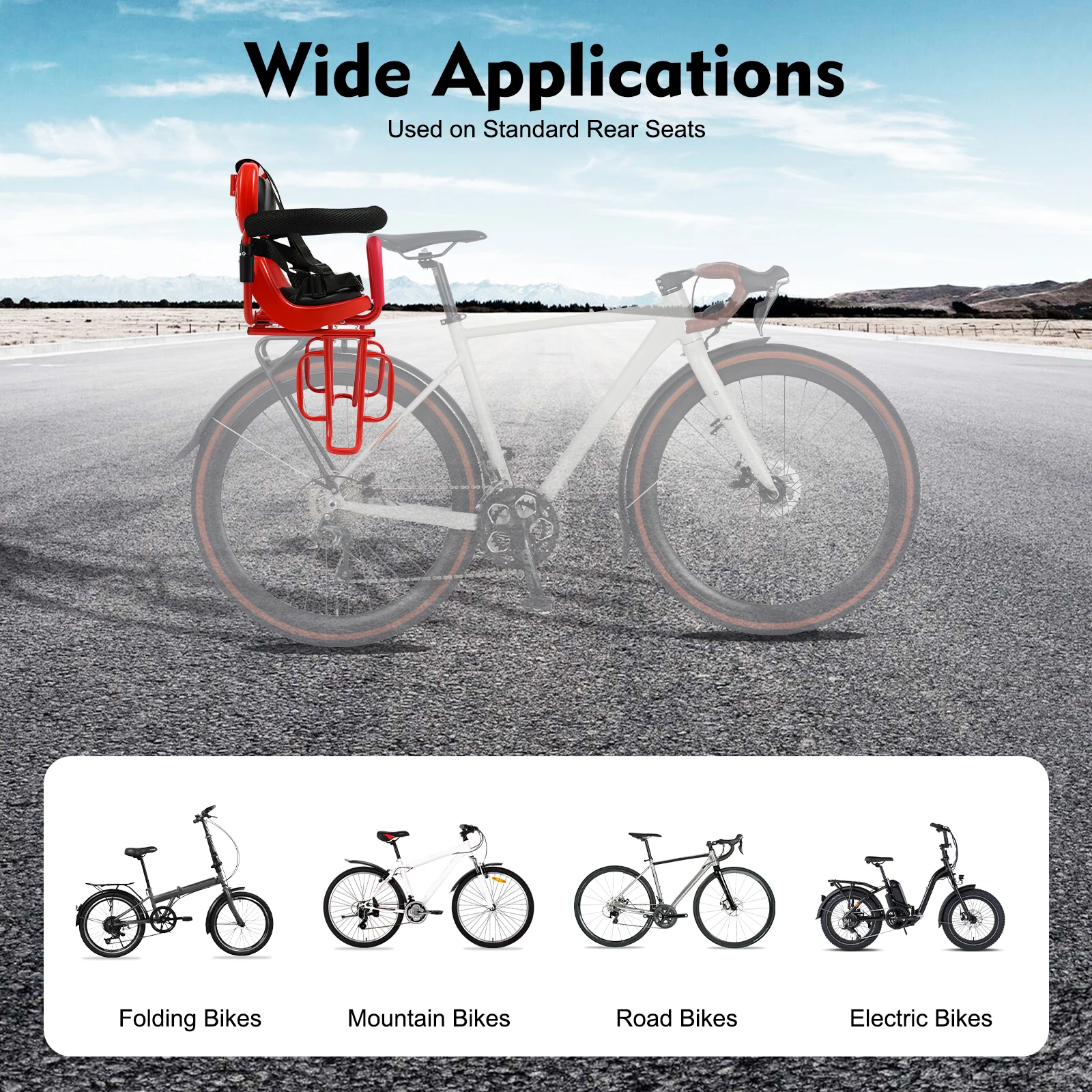 العالمي الخلفي مقعد دراجة الطفل الإطار الصلب حزام الأمان للأطفال 6M-6Y على الطريق الجبلية E-الدراجة الآمنة دراجة مقعد الطفل