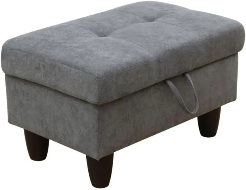 Flannel Storage Ottoman Bench with Hinged Lid, Footrest Footstool for Living Room, Bedroom, Entryway, Dark Gray, 28.5 x 19 x 17.5 Inches