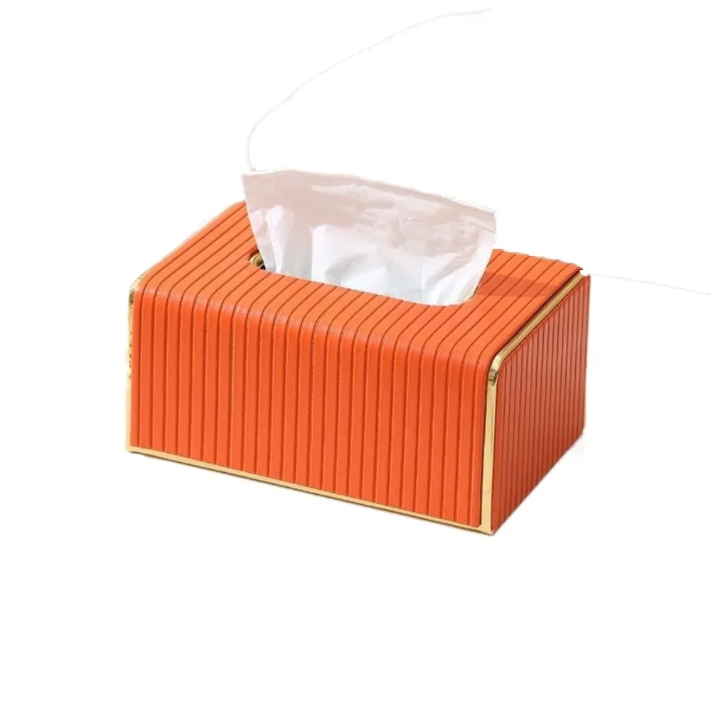

Exquisite Streak Tissue Box High Quality European Style Napkin Holder High-looking Leather Paper Storage Container Living Room