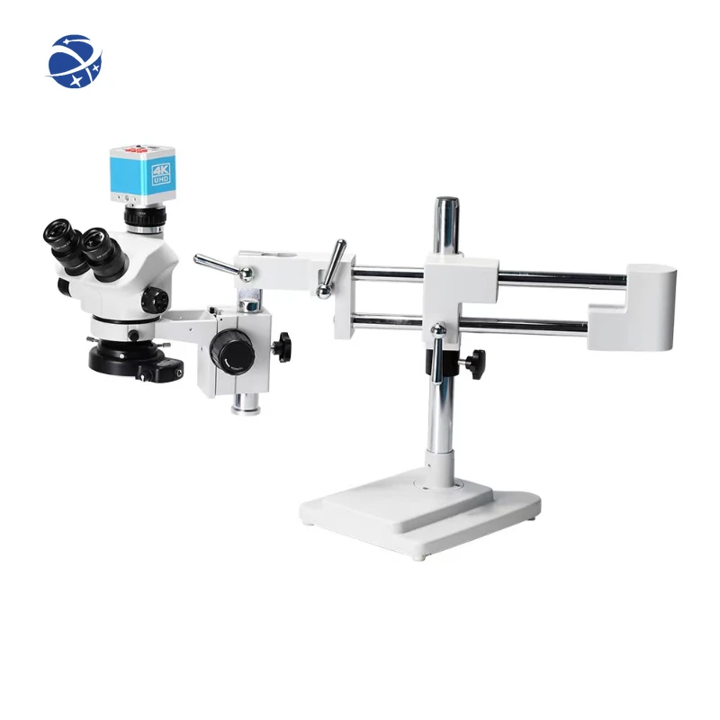 YYHC 4K camera 3.5X- 90X 7-45X Simul-Focal Double Boom Stand Trinocular Stereo  Zoom Microscope for mobile  repair Microscopie