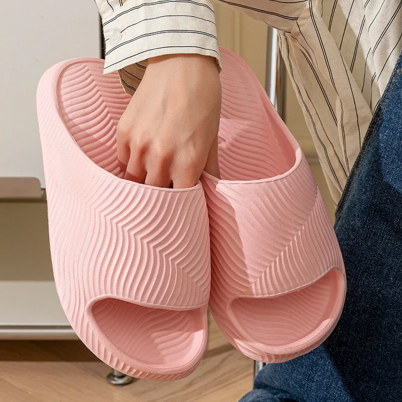 Women's Slippers Solid Color Soft Sole EVA Pillow Slides Woman Couple Non Slip Beach Flip Flops Summer Platform Cloud Slippers