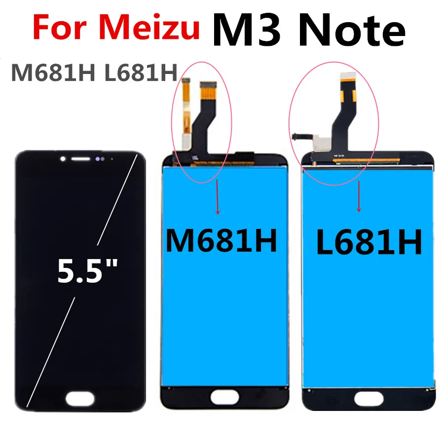 

For Meizu M3 Note LCD L681H M681H M681Q LCD Display Touch Screen Digitizer Assembly 5.5 For Meizu note 3 LCD Black White