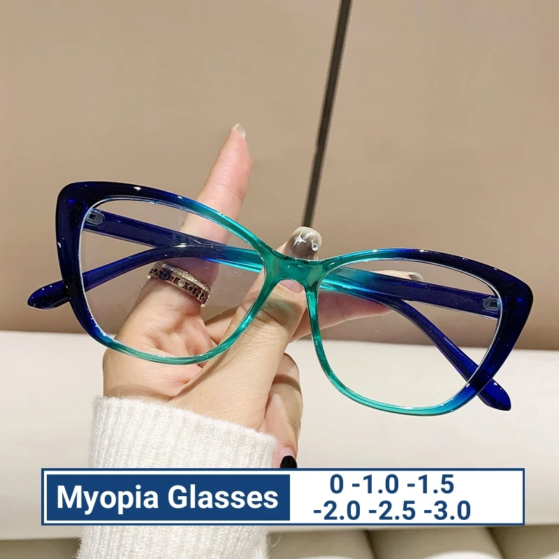 

Ultra-light Near Sight Eyewear Cat Eye Myopia Glasses for Women Fashion Anti Blue Light Computer Eyeglasses Diopter 0 To -3.0