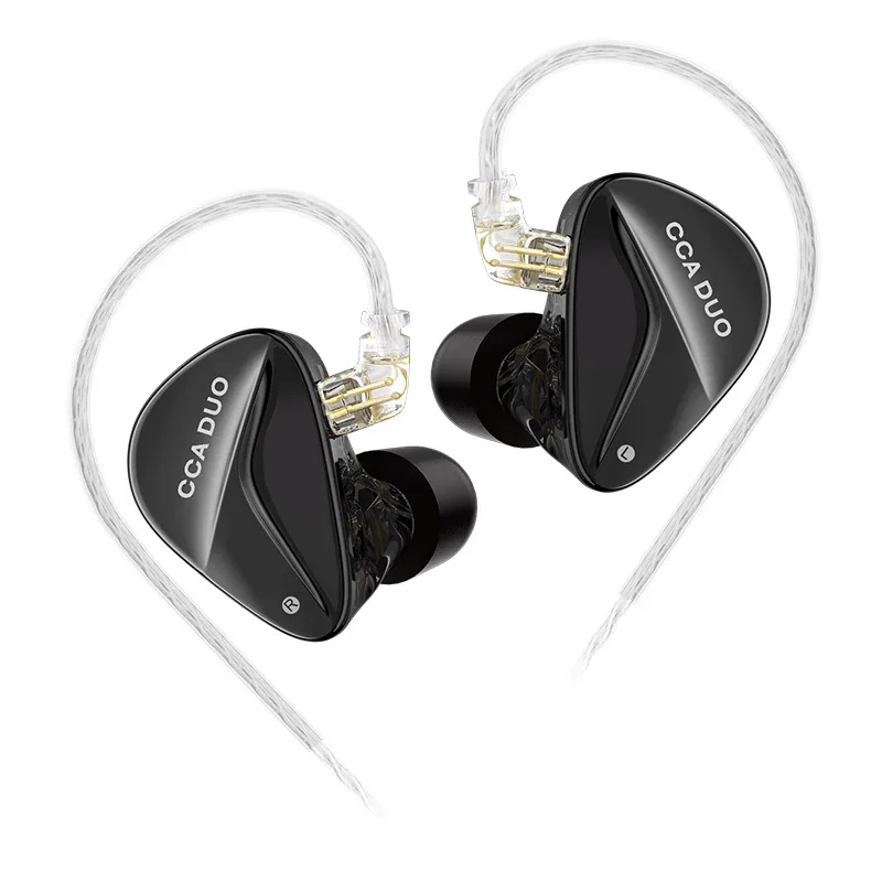 CCA DUO in-ear monitor Hoogwaardige dual-dynamische drivers Oordopjes HiFi bas-oortelefoon met verzilverde kabel