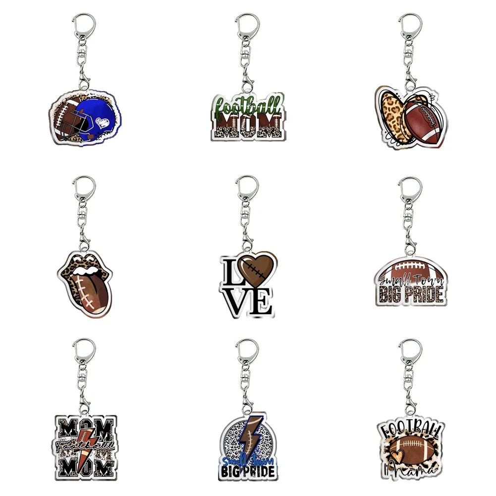 

New Women Men Acrylic Rugby Keychain Double Sided Transparent Acrylic Trinket For Friends Pendants